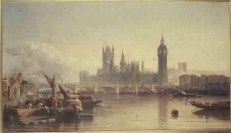 The Houses of Parliament and Westminster Bridge a Edward Angelo Goodall