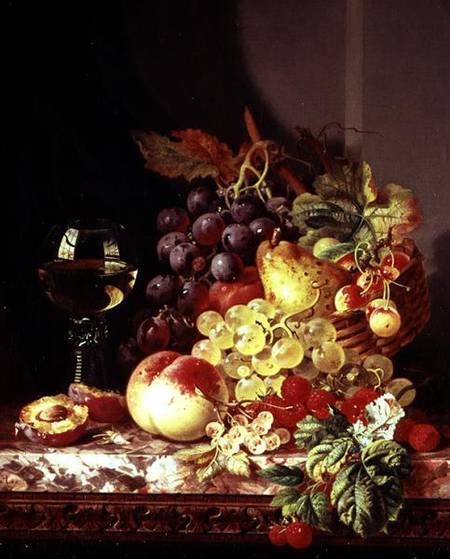 Still life with grapes and wine a Edward Ladell