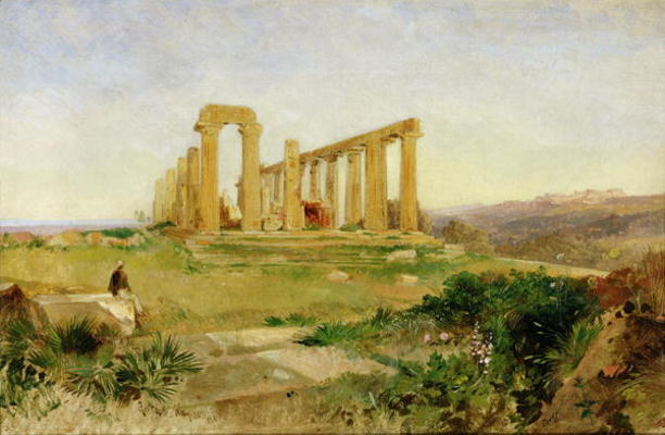 Temple of Agrigento (oil on canvas) a Edward Lear