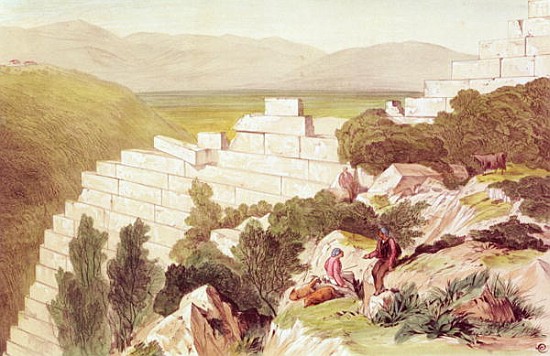 Walls of Ancient Samos, Cephalonia, 19th century (watercolour) a Edward Lear