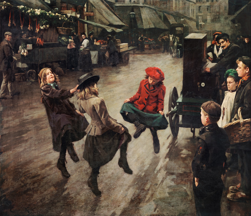 London Street Children, 1904 (oil on canvas) a Edward R. King