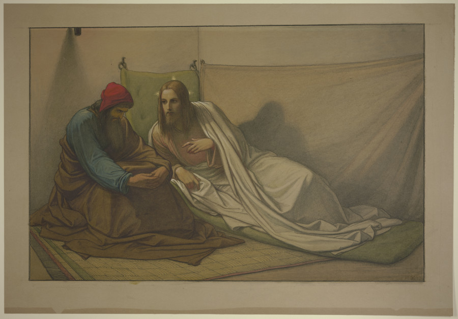 Christus und Nikodemus: Nächtliche Lehre (erste Komposition) a Edward von Steinle