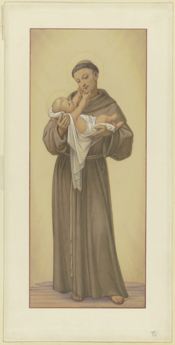 Der Heilige Antonius von Padua mit dem Jesuskind auf dem Arm a Edward von Steinle
