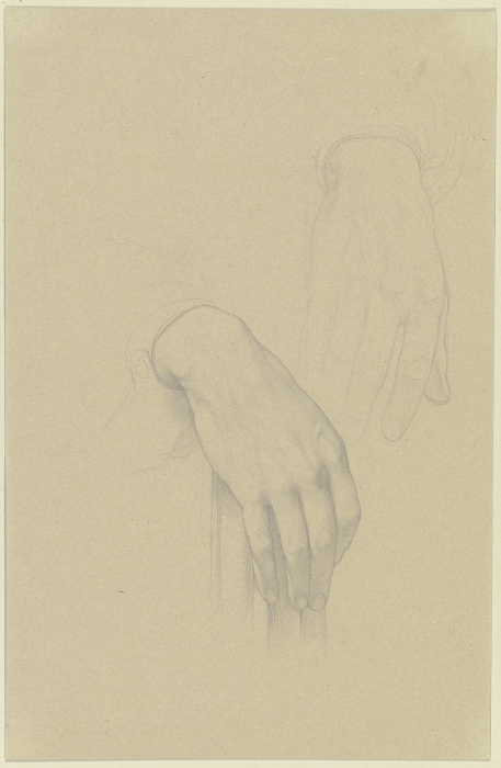 Die schön geformte rechte Hand eines Mannes, auf der Lehne eines Stuhls ruhend; daneben die Skizze e a Edward von Steinle