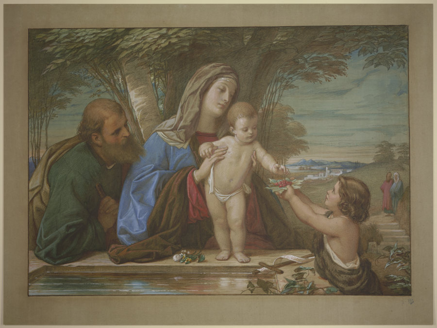 Madonna della Fontana: Die Heilige Familie mit dem Johannesknaben an einer Quelle a Edward von Steinle