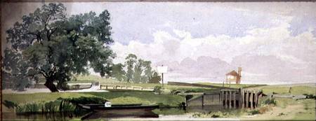 A Riverside Scene with a Lock a Edward W. Robinson