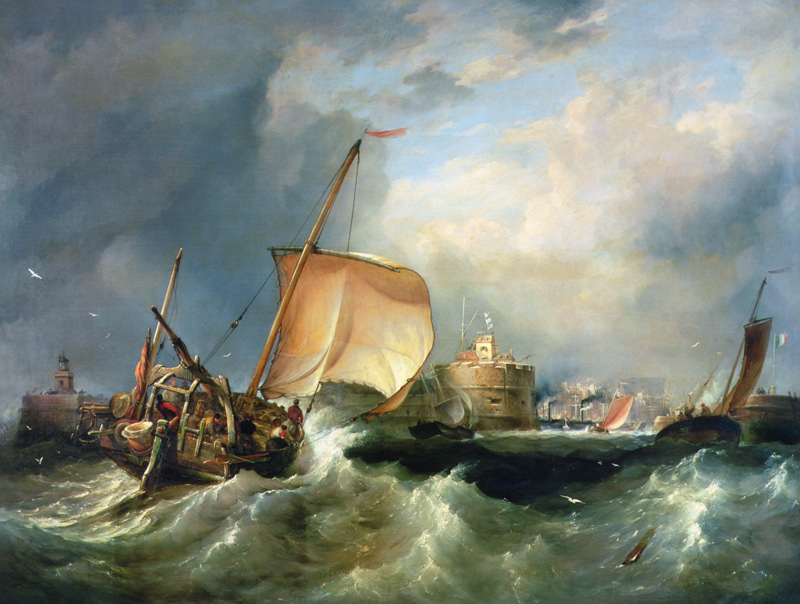 French Herring Boat Running into the Port off Havre de Grace a Edward William Cooke