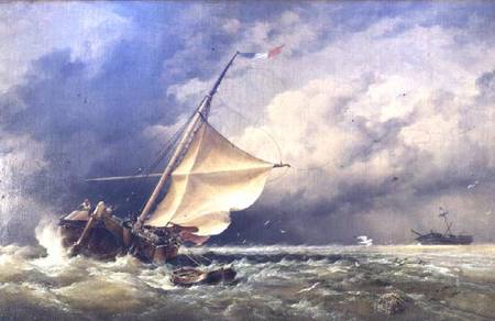 A Dutch Beurtman aground on the Terschelling Sands or In the North Sea after a Snowstorm a Edward William Cooke