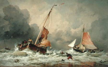 Dutch Pincks arriving and preparing to put to sea on the return of the tide a Edward William Cooke