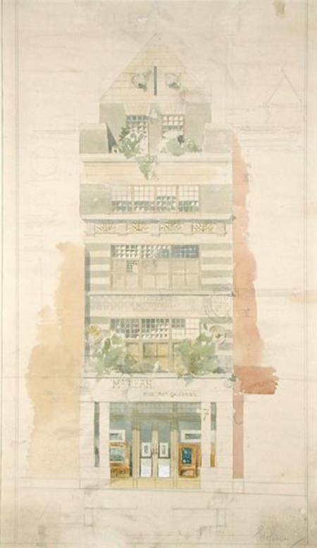 Design for the Facade of McLean Fine Art Galleries, Haymarket, London  & pencil on a Edward William Godwin