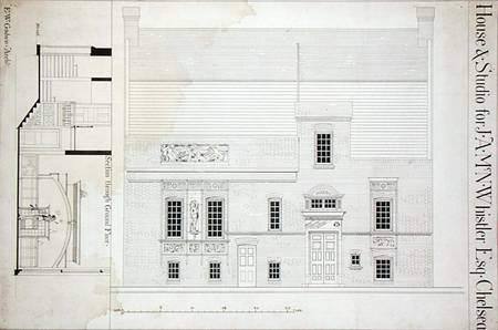 Design for House & Studio for J.A.M. Whistler Esq, Chelsea a Edward William Godwin