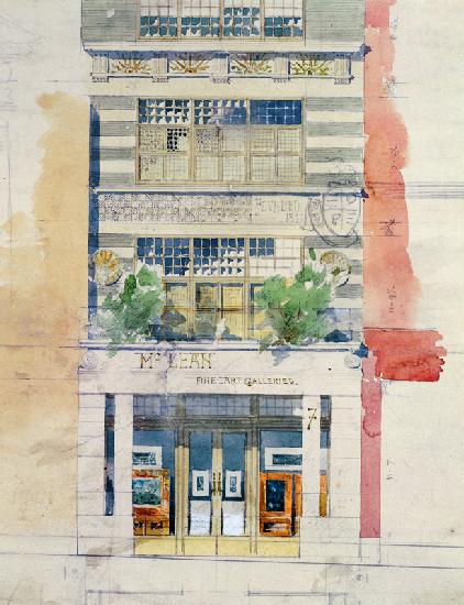 Design for the facade of McLean Fine Art Galleries, Haymarket, London  & pencil on