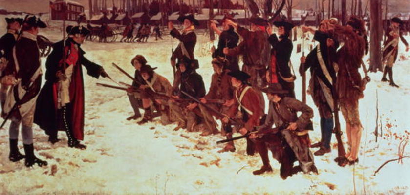 Baron von Steuben drilling American recruits at Valley Forge in 1778, 1911 (oil on canvas) a Edwin Austin Abbey