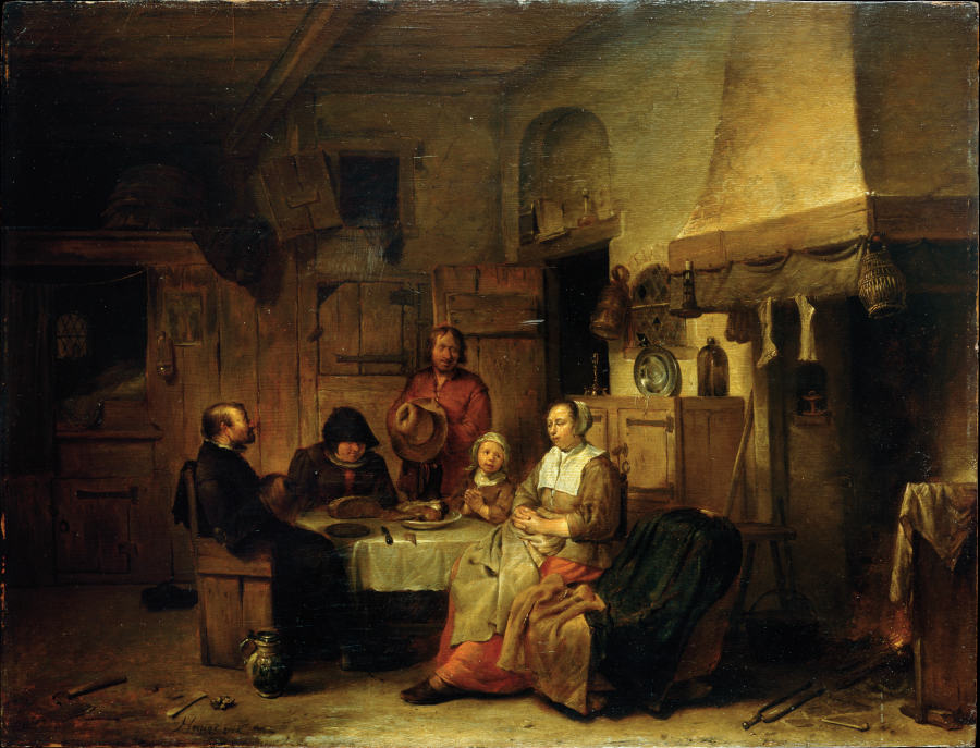 A Family Praying at the Midday Meal a Egbert Jaspersz. van Heemskerck