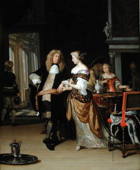 The Betrothal: A Young Couple in an Elegant Interior a Eglon Hendrick van der Neer