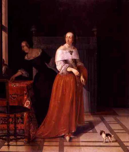 Interior with a Lady and her Maid a Eglon Hendrick van der Neer