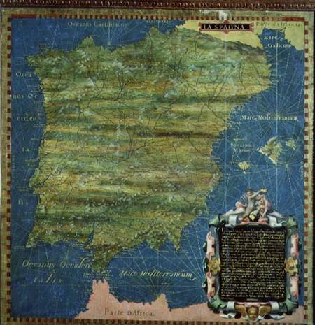 Map of Sixteenth Century Spain a Egnazio Bonsignori
