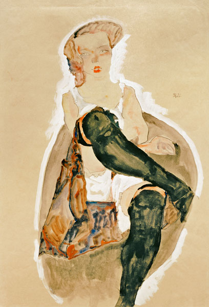 Girl w.her Legs Crossed a Egon Schiele