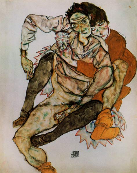 Sedentary couple squints (for Egon and Edith) a Egon Schiele