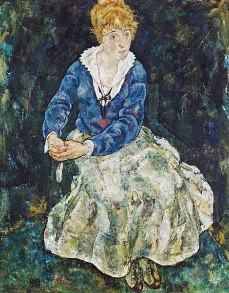 Portrait of the wife of the artist, sedentary a Egon Schiele
