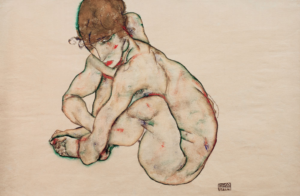 Squatting Nude a Egon Schiele
