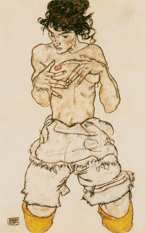 Donna inginocchiata seminuda II a Egon Schiele