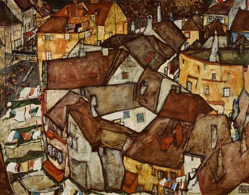 Krumau house bend (the little city of V) a Egon Schiele