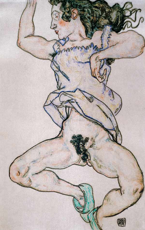 Reclining Nude w.Slippers a Egon Schiele