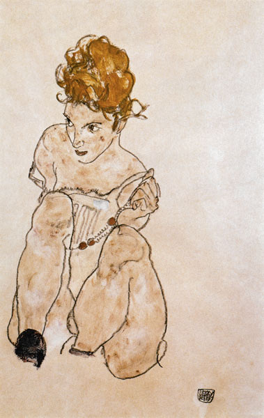 Sedentary girl in sub-dress a Egon Schiele