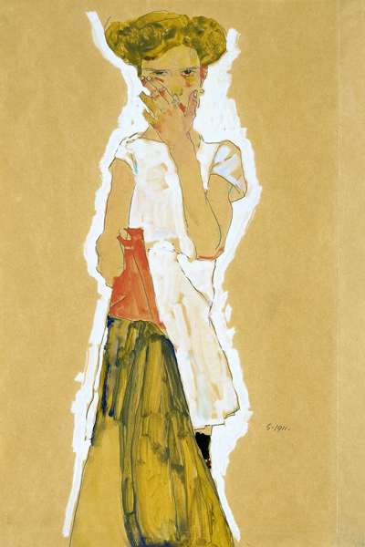 Standing Girl in White Petticoat a Egon Schiele