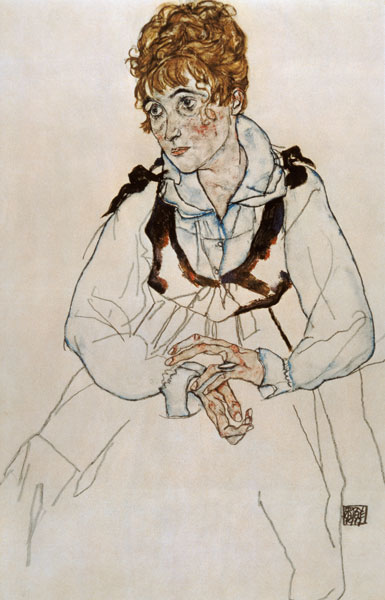 The wife of the artist, sedentary. a Egon Schiele