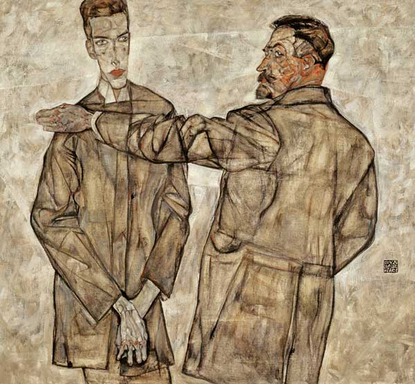 Double portrait (central inspector Heinrich Benesch and his son Otto) a Egon Schiele