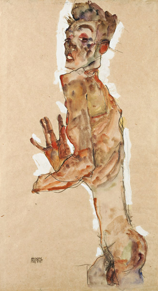 Self-Portrait with Splayed Fingers a Egon Schiele