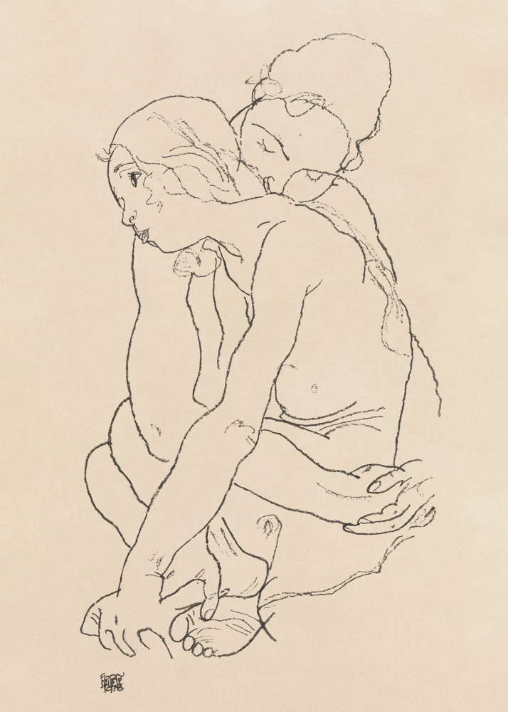 Woman and Girl Embracing 1918 a Egon Schiele