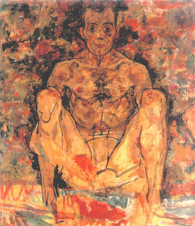 Squating man pair of (detail) a Egon Schiele