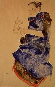 Girl with a blue apron a Egon Schiele