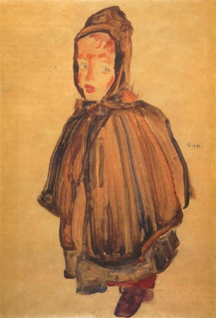 Girl with bonnet a Egon Schiele