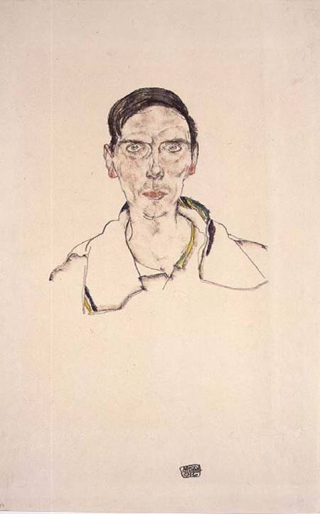 Portrait of a young man wearing sports clothes a Egon Schiele