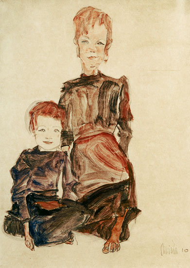 Two proletarian children a Egon Schiele