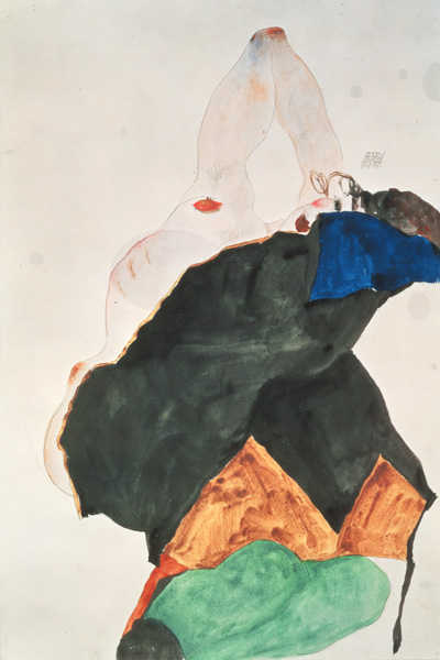 Girl with an elbow lifted up a Egon Schiele