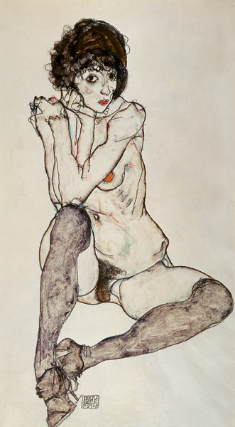 Nudo femminile seduto a Egon Schiele