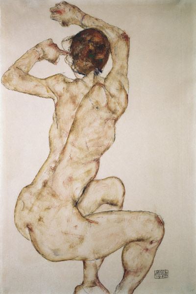 The crouching down a Egon Schiele