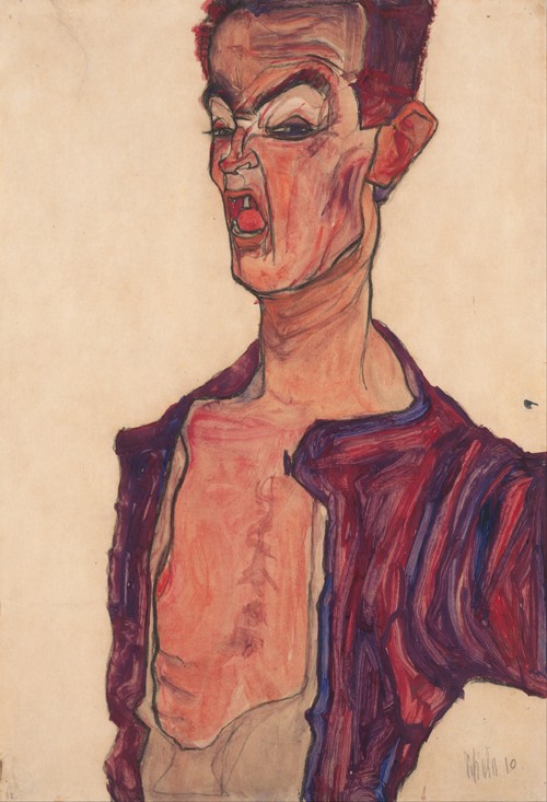 Self-Portrait, Grimacing a Egon Schiele