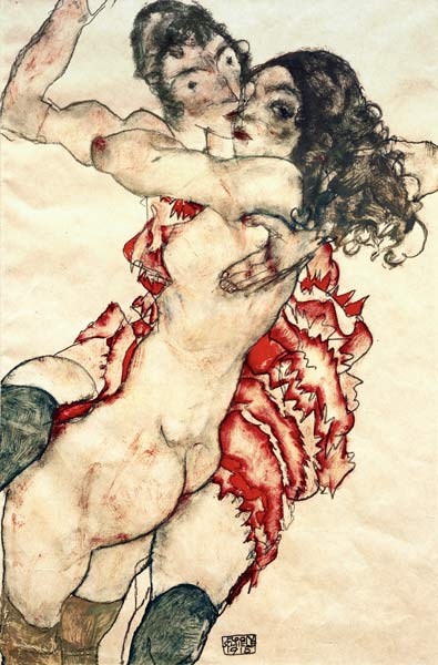 Pair of Women (Women embracing each other) a Egon Schiele