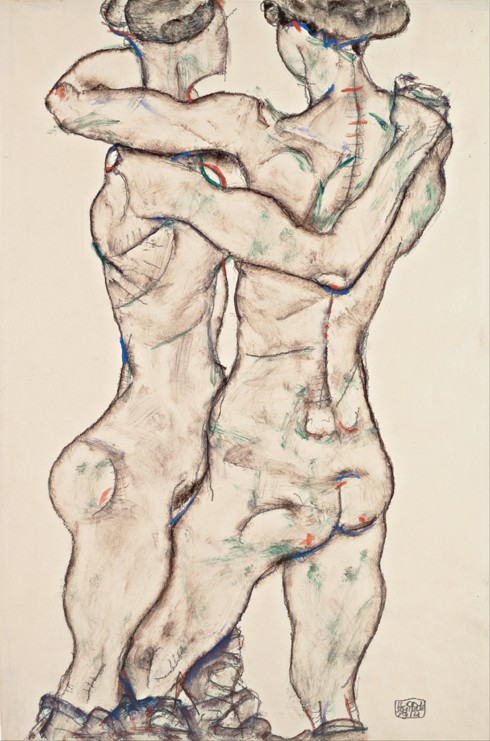 Naked Girls Embracing a Egon Schiele