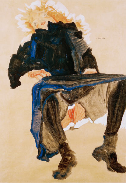Seated Wom.w.Lifted Skirt a Egon Schiele
