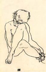 Sedentary act with crossed legs a Egon Schiele