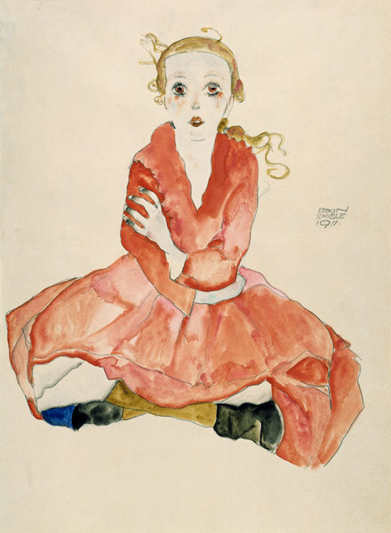 Sedentary girl, en face a Egon Schiele