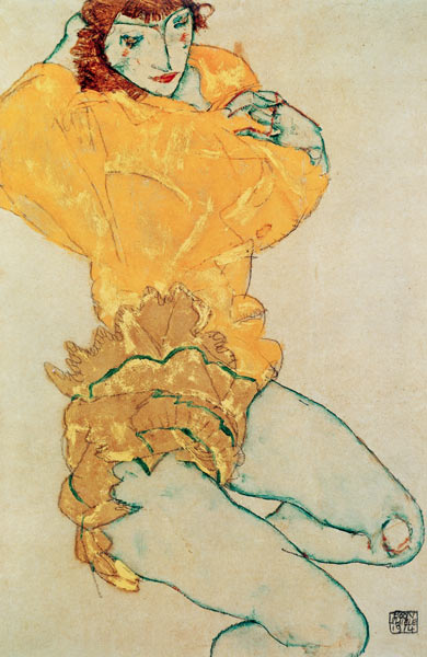 Woman undressing himself a Egon Schiele