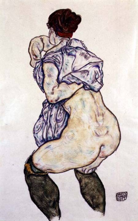 Woman Undressing a Egon Schiele